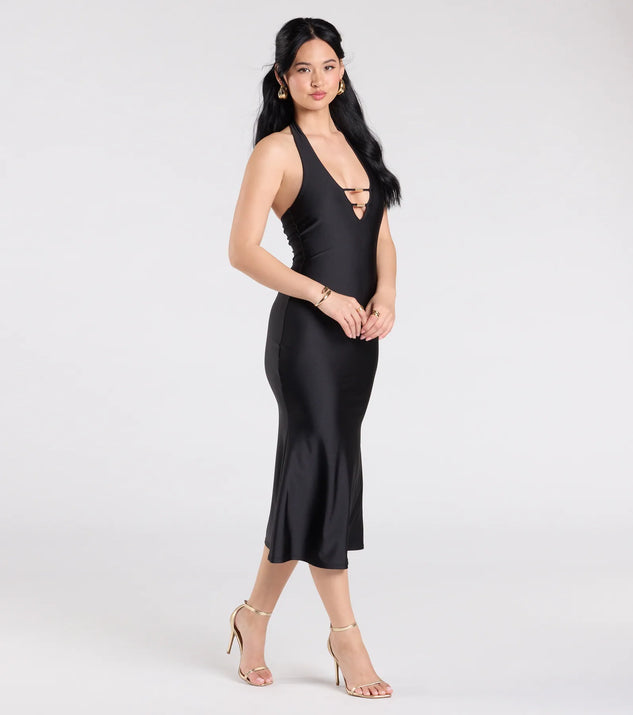 Radiantly Flawless Halter Mermaid Midi Dress | Windsor