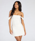 Shine with confidence, elegance, and standout style in the Classics Lover Off-The-Shoulder Satin A-Line Mini Dress—a white graduation dress designed with a fresh silhouette and the latest trends.