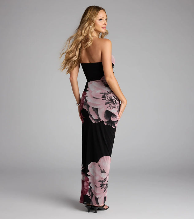 Midnight In Bloom Floral Slit Maxi Dress