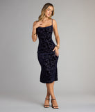 Oh-So-Chic Floral Velvet Burnout Midi Dress
