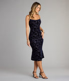 Oh-So-Chic Floral Velvet Burnout Midi Dress