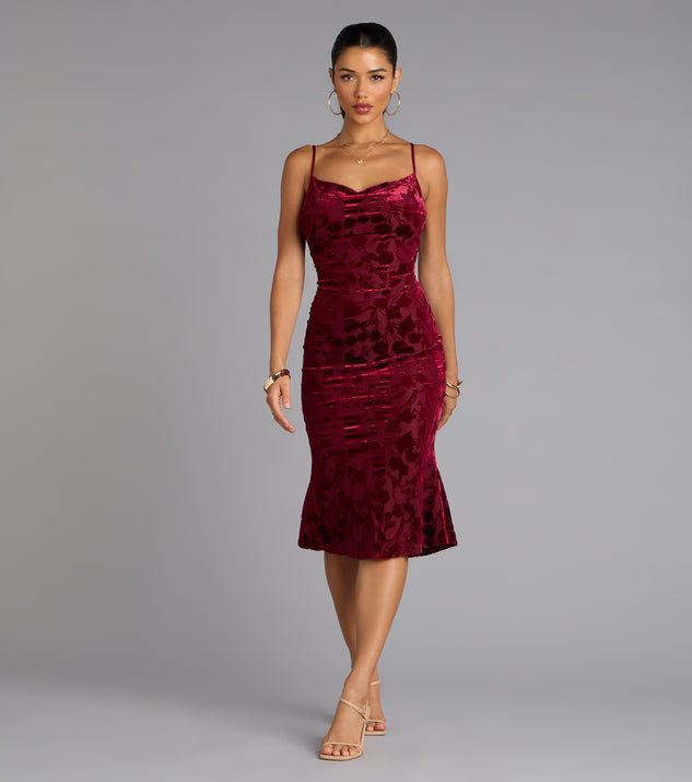sleeveless velvet burnout midi dress 90'S BABY VELVET BURNOUT MIDI DRESS
