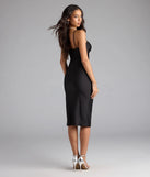 Chic Flirt High Slit Bodycon Midi Dress