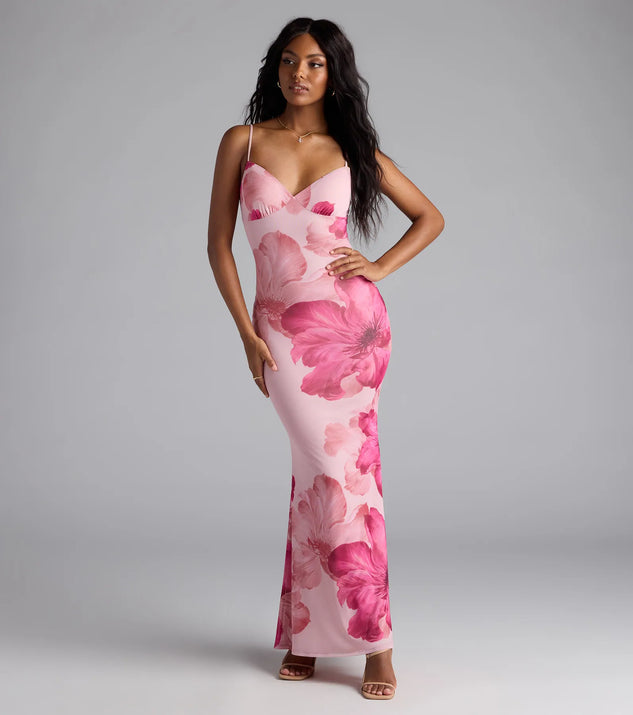pink floral dress asos ASOS LUXE 3D floral maxi dress in pink floral print