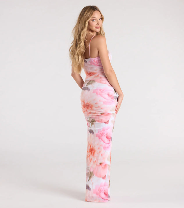 Charmed Sass Floral Bodycon Slit Maxi Dress | Windsor