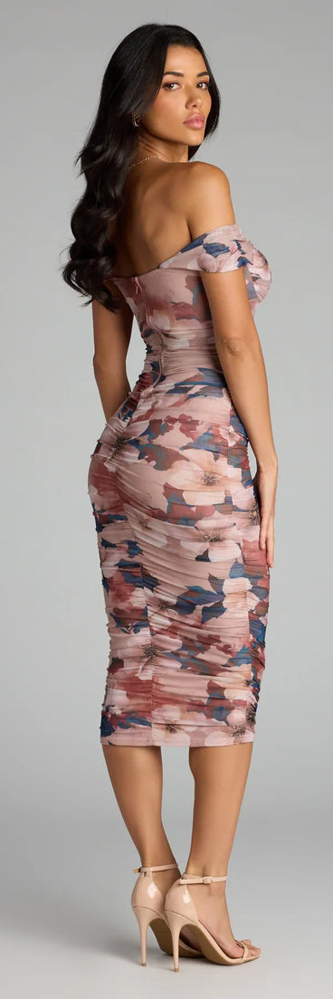 Romance Rewritten Off Shoulder Floral Midi Dress | Windsor Romance Rewritten Off Shoulder Floral Midi Dress | Windsor