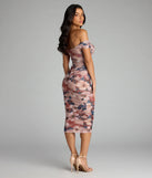 Romance Rewritten Off Shoulder Floral Midi Dress