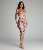 Romance Rewritten Off Shoulder Floral Midi Dress