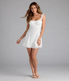 Shine with confidence, elegance, and standout style in the Cutest Ever Flutter Sleeve Mini Dress—a white graduation dress designed with a fresh silhouette and the latest trends.