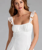 Shine with confidence, elegance, and standout style in the Cutest Ever Flutter Sleeve Mini Dress—a white graduation dress designed with a fresh silhouette and the latest trends.