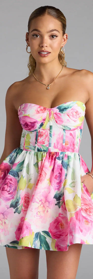 Picking Flowers Bustier Short Skater Dress