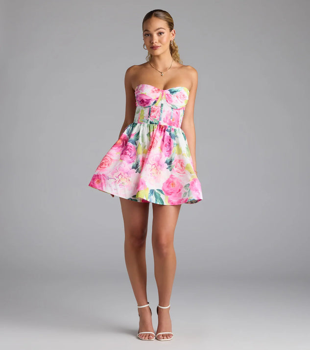 【PORTERNA】25SS★ PRTN) Check Frill Bustier Short One Piece Capucine pearl-embellished mini dress