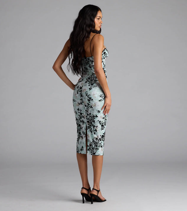 Match Made In Floral Bodycon Midi Dress