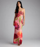 Feelin' Bold Floral Mesh Strapless Maxi Dress