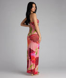 Feelin' Bold Floral Mesh Strapless Maxi Dress