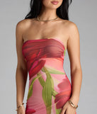 Feelin' Bold Floral Mesh Strapless Maxi Dress