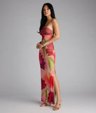 Feelin' Bold Floral Mesh Strapless Maxi Dress
