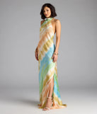 The True Colors Open Back Abstract Satin Maxi Dress is a flowy, green maxi dress that moves with you from sunny days to elevated nights in effortless style.