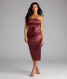 Cocktail Hour Strapless Satin Slit Midi Dress