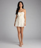 Love Stories Tie Front Ruffle Lace Skater Dress