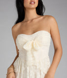 Love Stories Tie Front Ruffle Lace Skater Dress