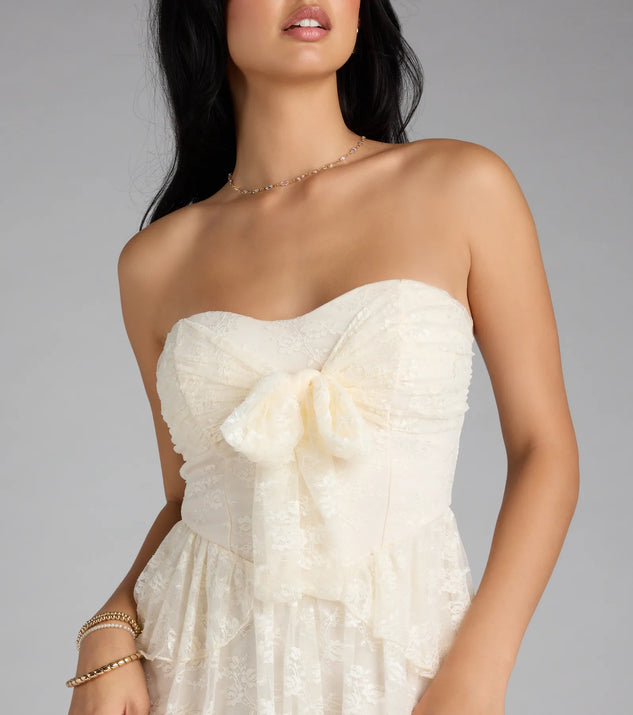 Love Stories Tie Front Ruffle Lace Skater Dress | Windsor