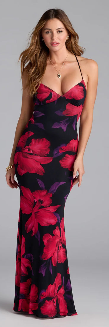 Chic Romance Floral Lace-Up Maxi Dress | Windsor Chic Romance Floral Lace-Up Maxi Dress | Windsor