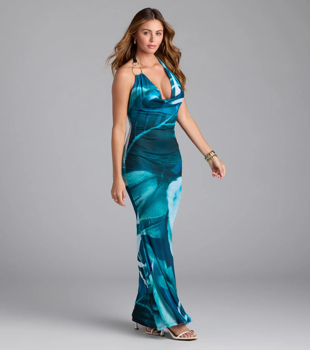 Dinner With A View Abstract Open Back Maxi Dress