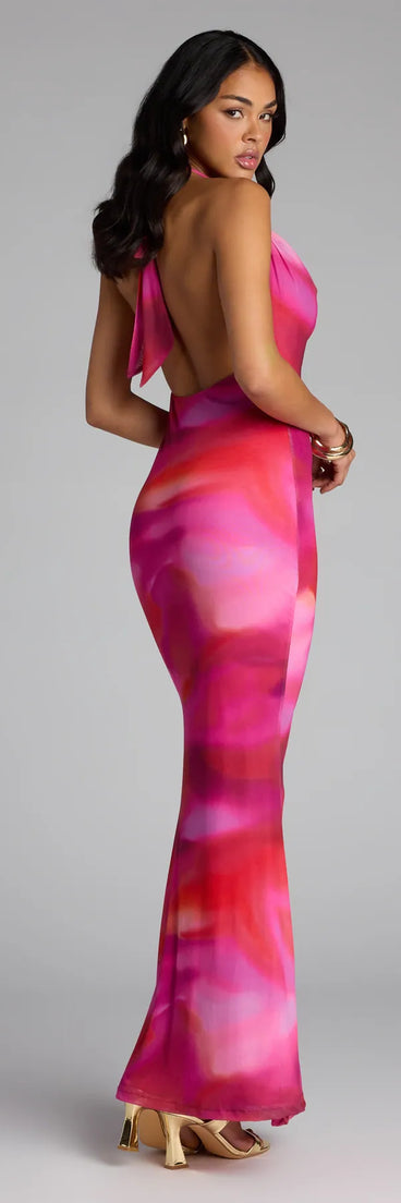 Style your seasonal looks with the Turn Heads Tie-Dye Open Back Maxi Dress, a trend-right, pink fall dress designed for any plan on your calendar with new and unqiue details.