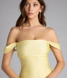 Own your moment in the Classics Lover Off-The-Shoulder Satin A-Line Mini Dressin yellow, a standout 2025 Homecoming Dress that captures all the glam and energy of the night.
