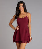 Chic Charm Lace Trim Skater Dress
