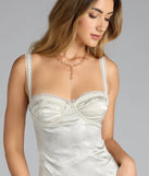 Shine with confidence, elegance, and standout style in the All In Love Sweetheart Lace Trim Satin Mini Dress—a white graduation dress designed with a fresh silhouette and the latest trends.