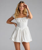 Shine with confidence, elegance, and standout style in the Bright Side Puff Sleeve Skater Bubble Hem Dress—a ivory graduation dress designed with a fresh silhouette and the latest trends.