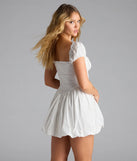 Shine with confidence, elegance, and standout style in the Bright Side Puff Sleeve Skater Bubble Hem Dress—a ivory graduation dress designed with a fresh silhouette and the latest trends.