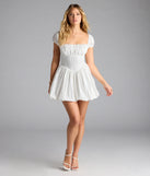 Shine with confidence, elegance, and standout style in the Bright Side Puff Sleeve Skater Bubble Hem Dress—a ivory graduation dress designed with a fresh silhouette and the latest trends.