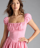 Feel confident and photo-ready in the Bright Side Puff Sleeve Skater Bubble Hem Dress, a pink graduation dress perfect for 2025 ceremonies and parties.