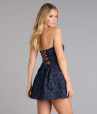 Bloom Babe Floral Jacquard Strapless Skater Dress