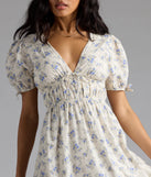 Summer Smiles Floral Puff Sleeve A-Line Midi Dress