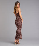 Alluring Bloom Flocked Floral Mesh Maxi Dress