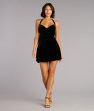 Sweet And Flirty Velvet Ruffle Skater Dress