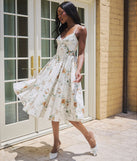 Garden Party Goals Floral Corset A-Line Midi Dress