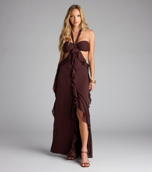 Ruffle and Ready Chiffon Halter Maxi Dress | Windsor Ruffle and Ready Chiffon Halter Maxi Dress | Windsor