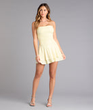 Glittery Impression Strapless Tiered Ruffle Skater Dress
