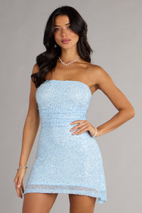 windsor shine through glitter mini dress Shimmer And Shine Strapless Sequin Mini Dress