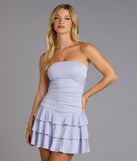 Glitter Rush Strapless Ruffle Mini Dress