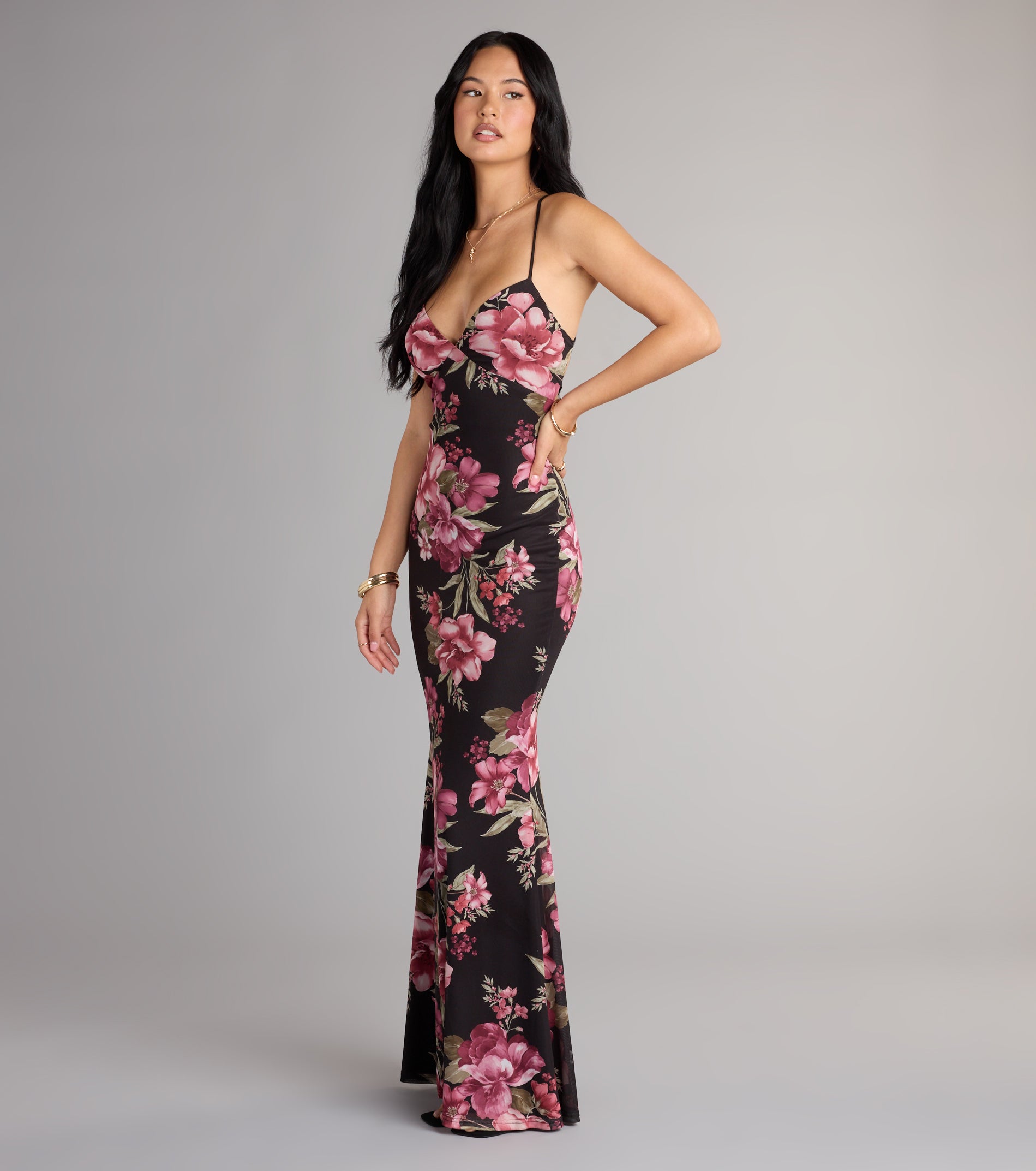 Garden Goddess Floral Lace-Up Maxi Dress | Windsor