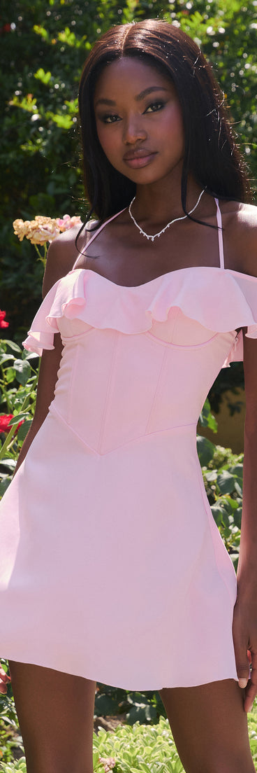 Feel ready for every dance floor moment or feed-worthy reel in the Laced With Charm Corset Lace-Up Mini Dress, a homecoming dress designed to own your moment.