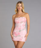 Pretty In Bloom Sequin Floral Strapless Mini Dress