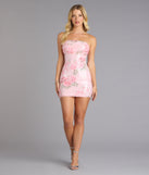 Pretty In Bloom Sequin Floral Strapless Mini Dress