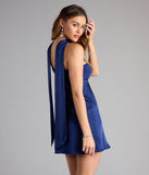 Eyes On Me Satin Mini Dress With Scarf